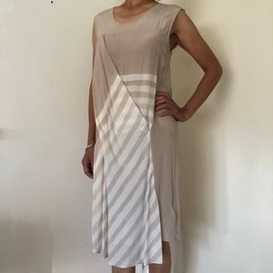 All saints beige and white stripes silk dress -size S